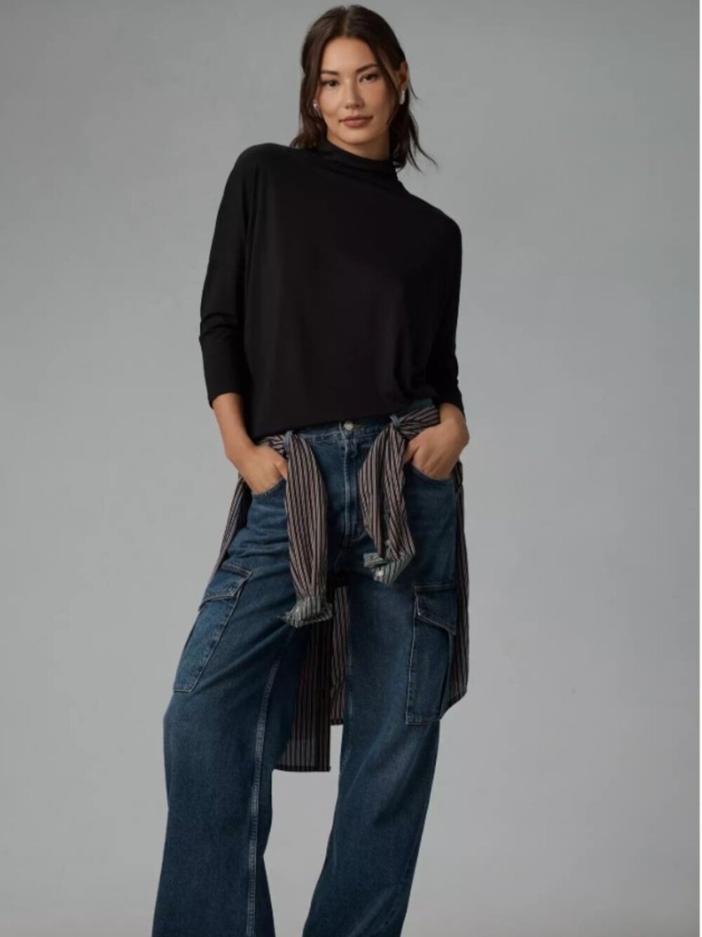NWT By Anthropologie Dolman Turtleneck Black Top
